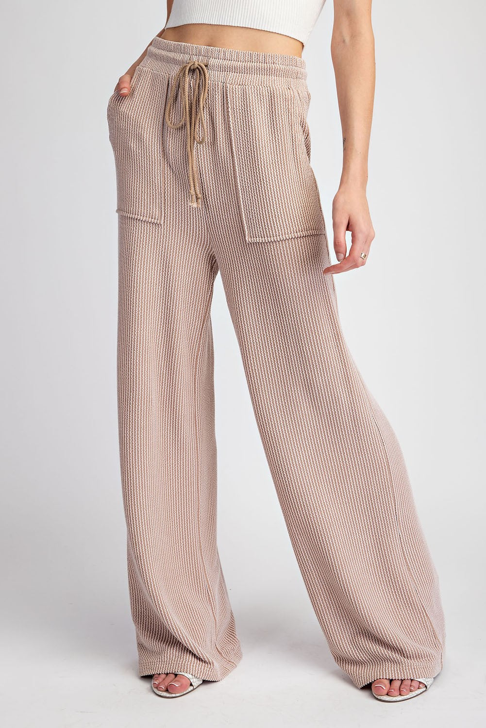 Textured Drawstring Pants