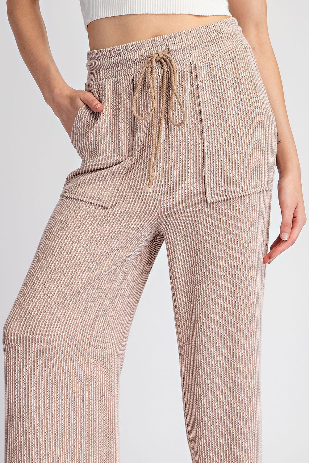 Textured Drawstring Pants