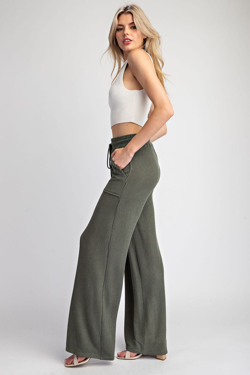 Textured Drawstring Pants