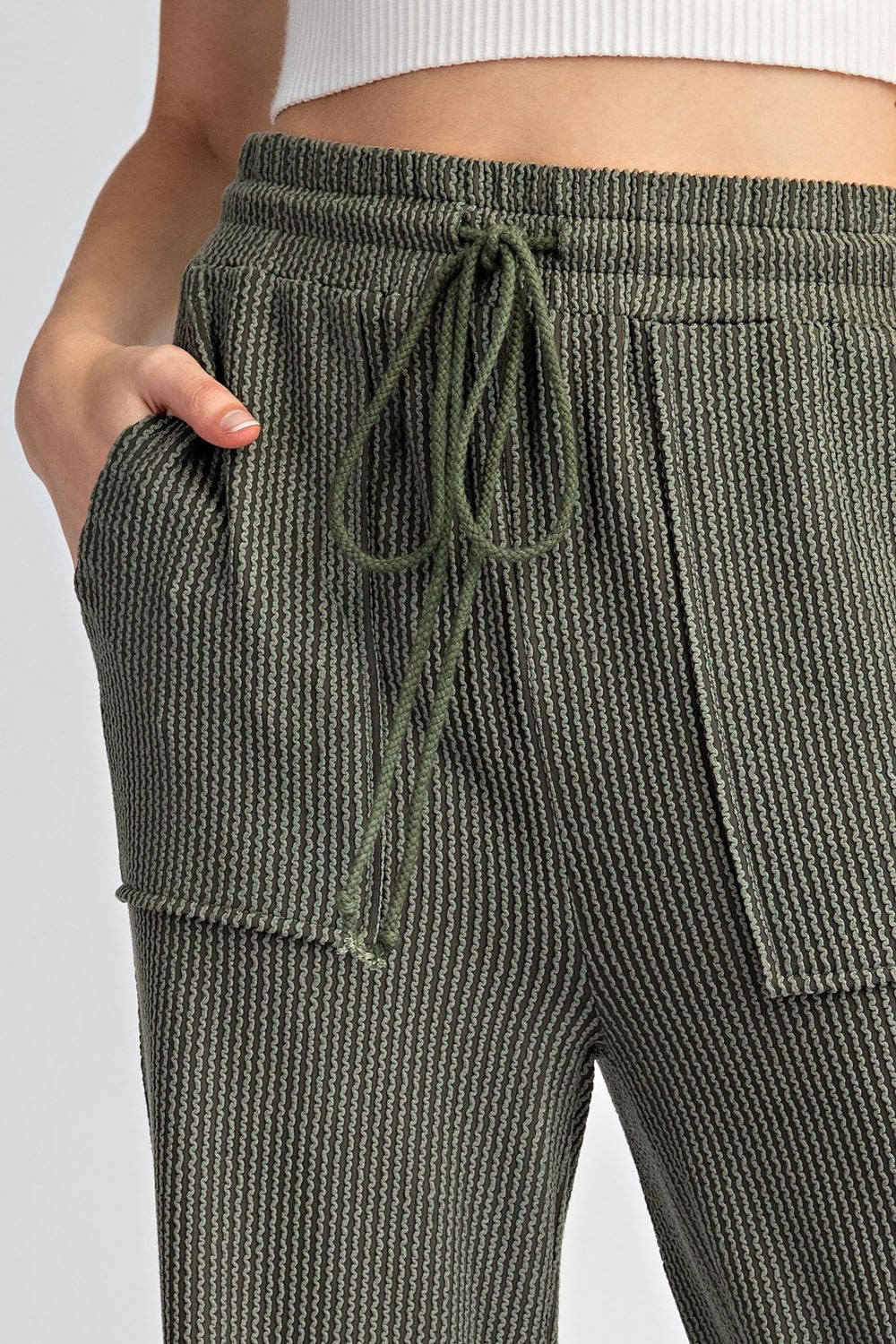 Textured Drawstring Pants