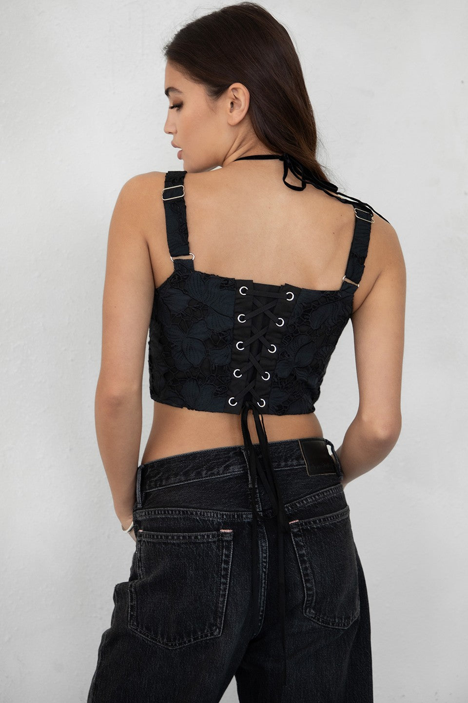 Black Textured Lace Corset