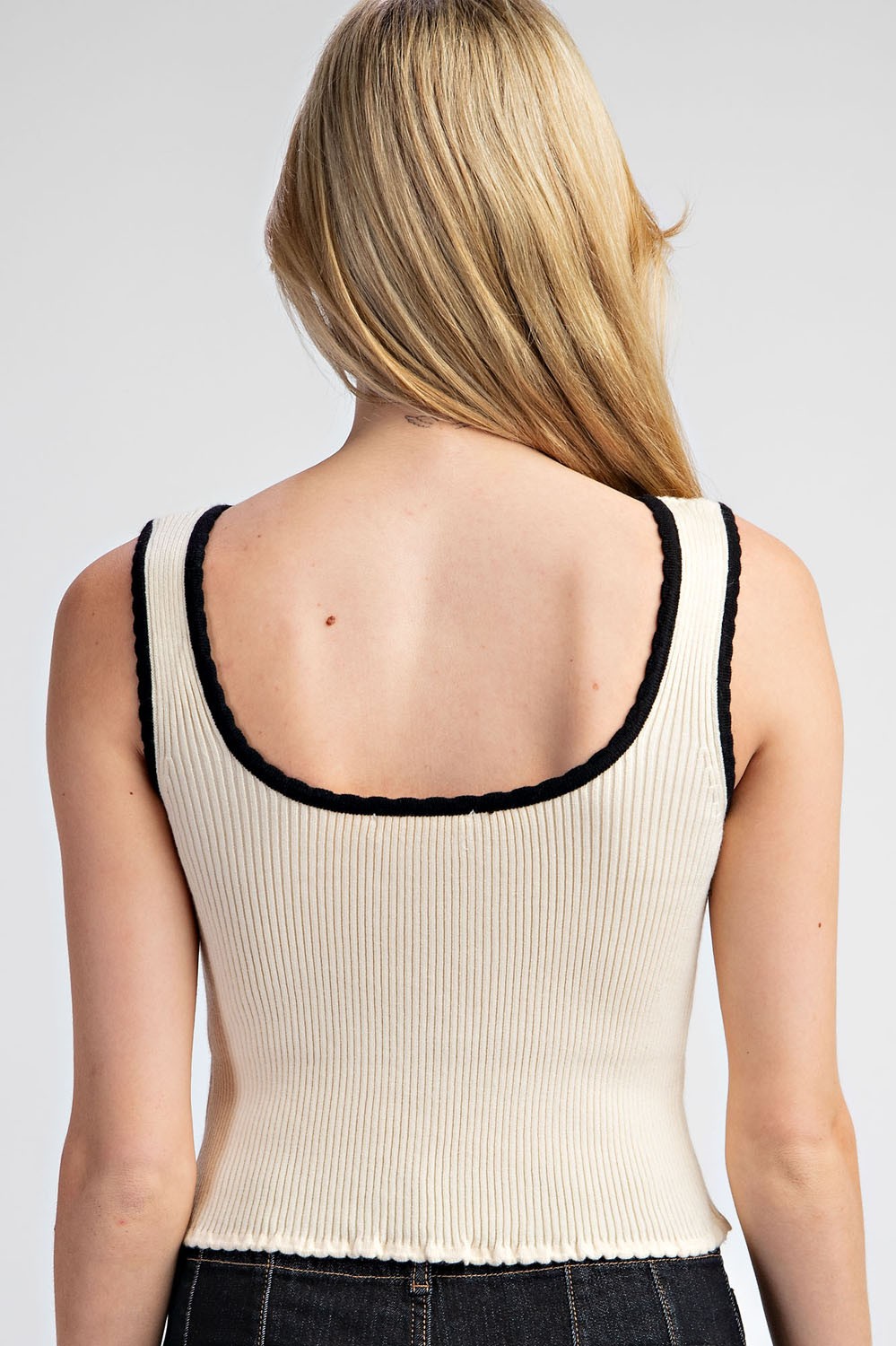 Oatmeal Sleeveless Bow Tank