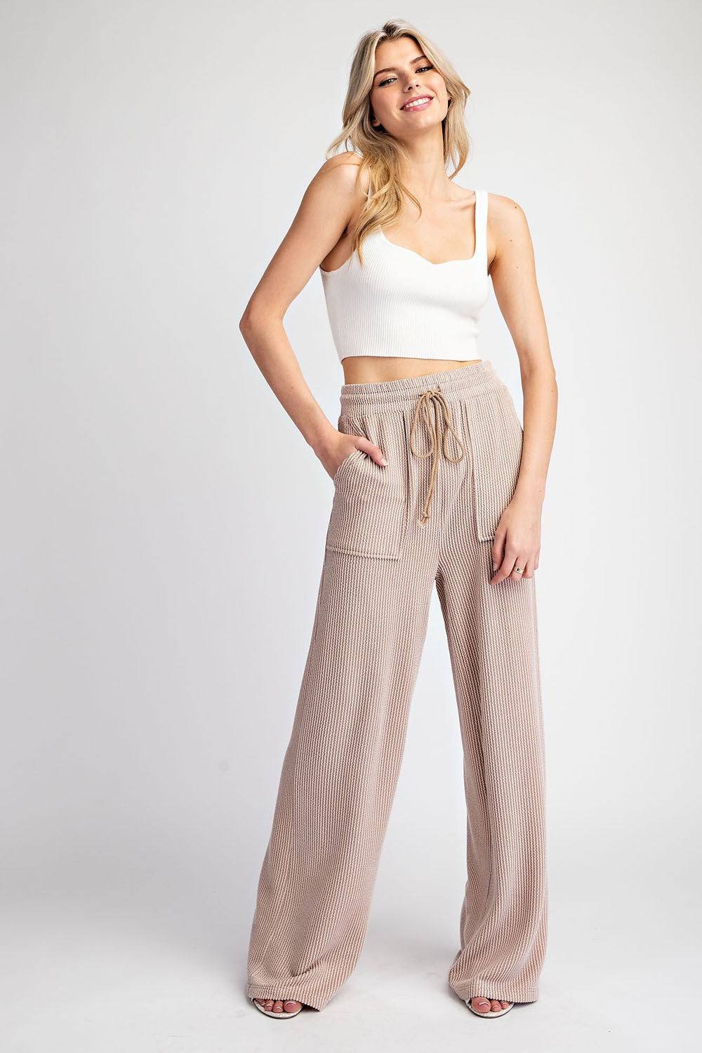 Textured Drawstring Pants