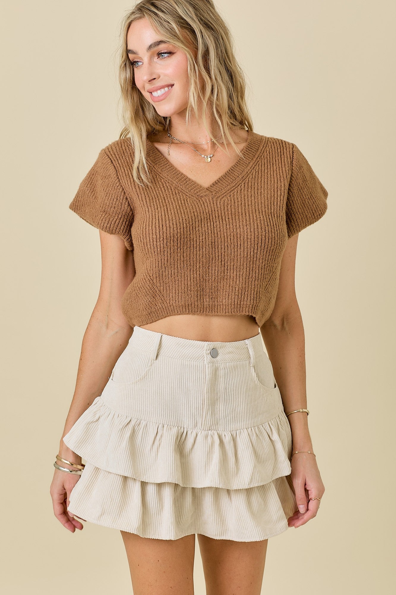 Bubble Short Sleeve Sweater Top