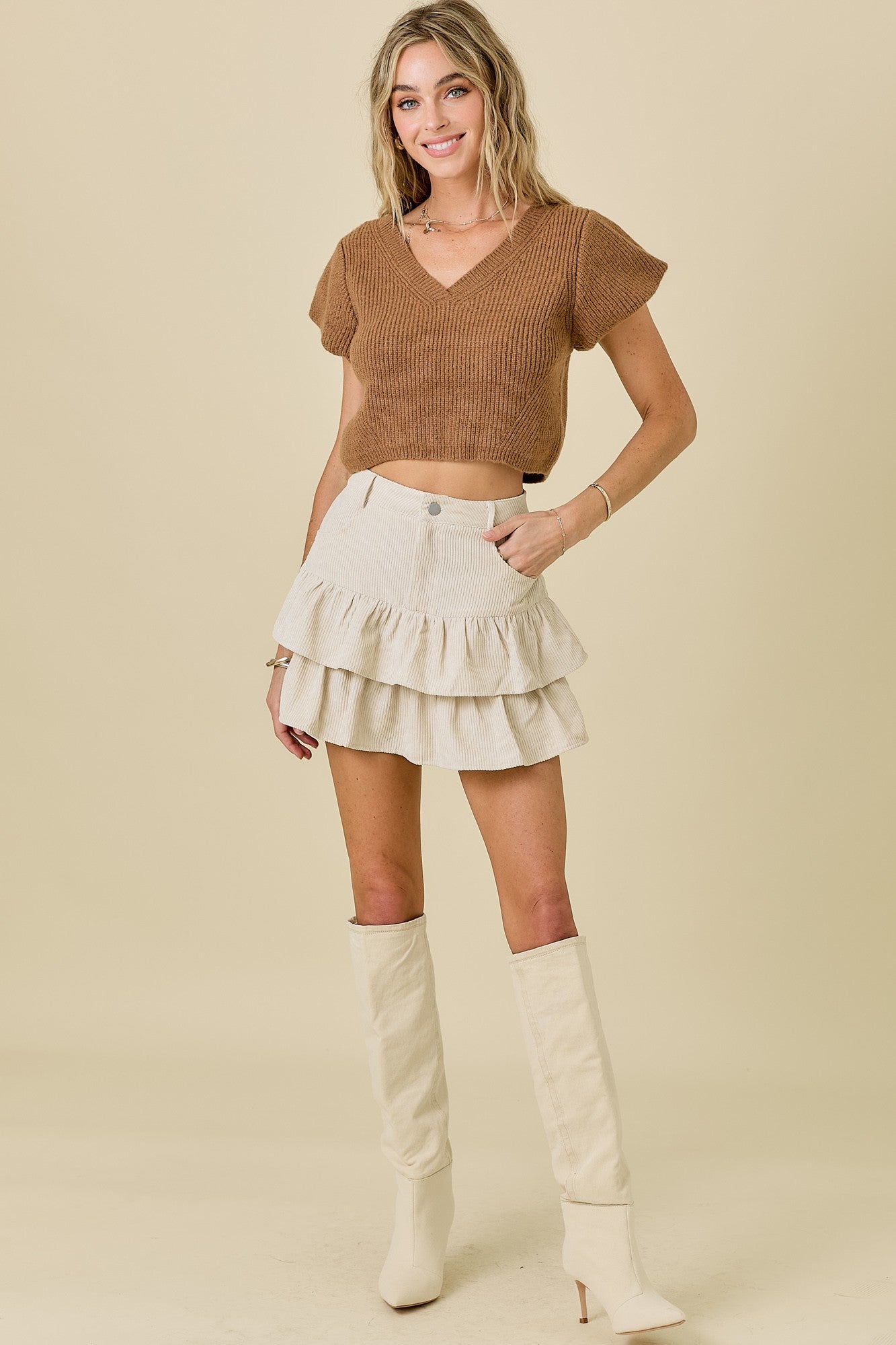 Bubble Short Sleeve Sweater Top