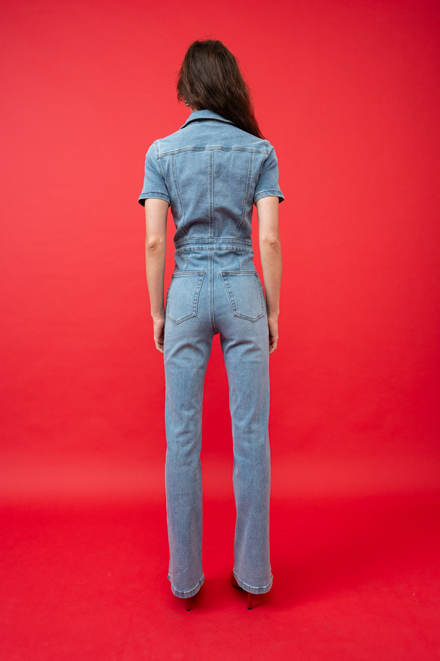 Zipper Denim Jumpsuit