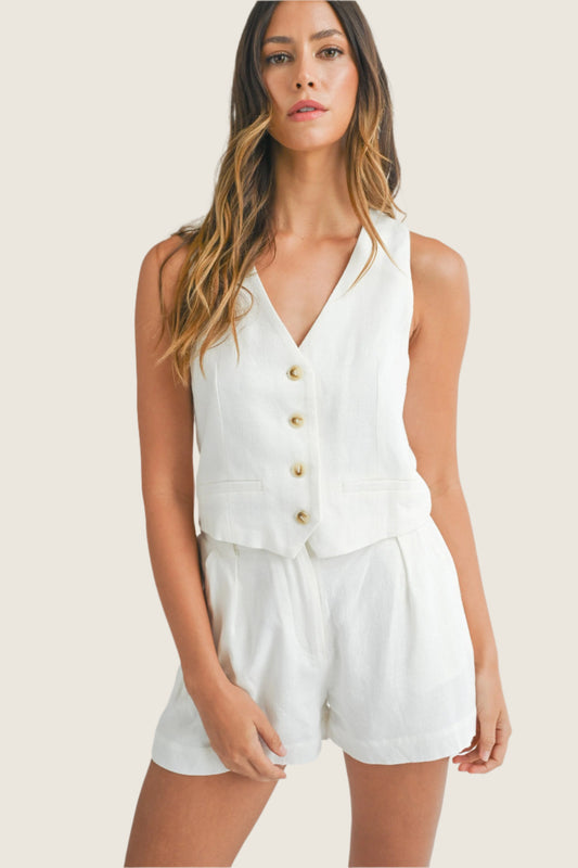 Vest Linen Shorts Set