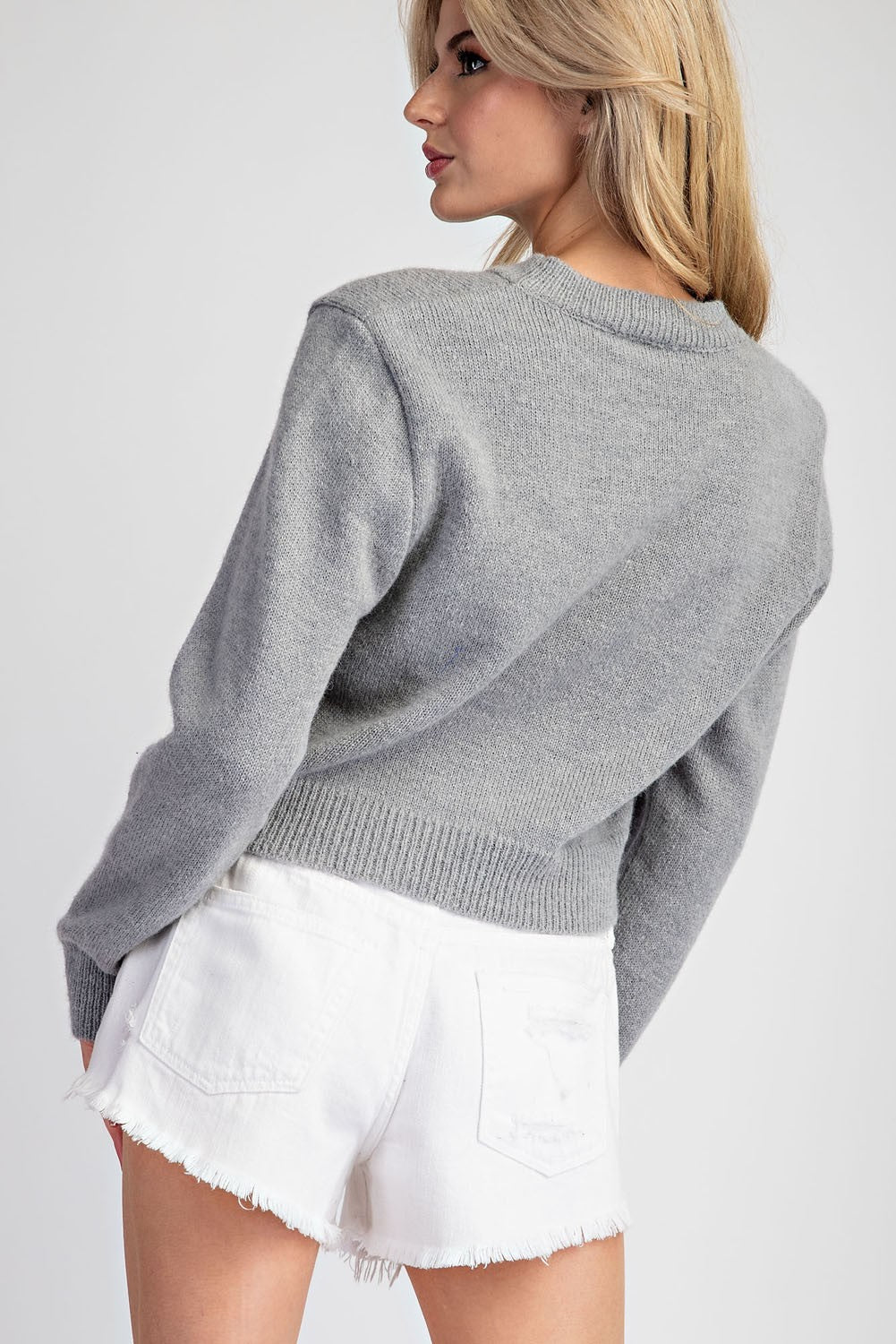 Heather Grey Bow Sweater