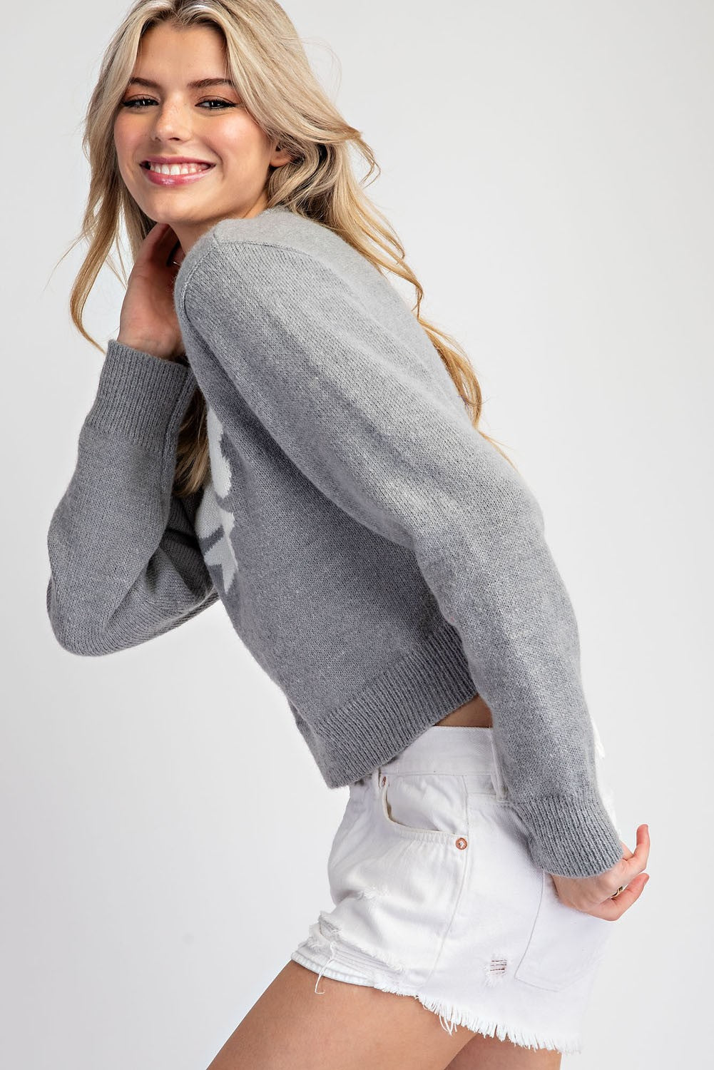 Heather Grey Bow Sweater