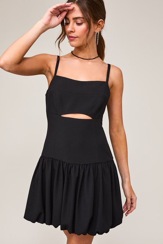 Black Balloon Skirt Mini Dress