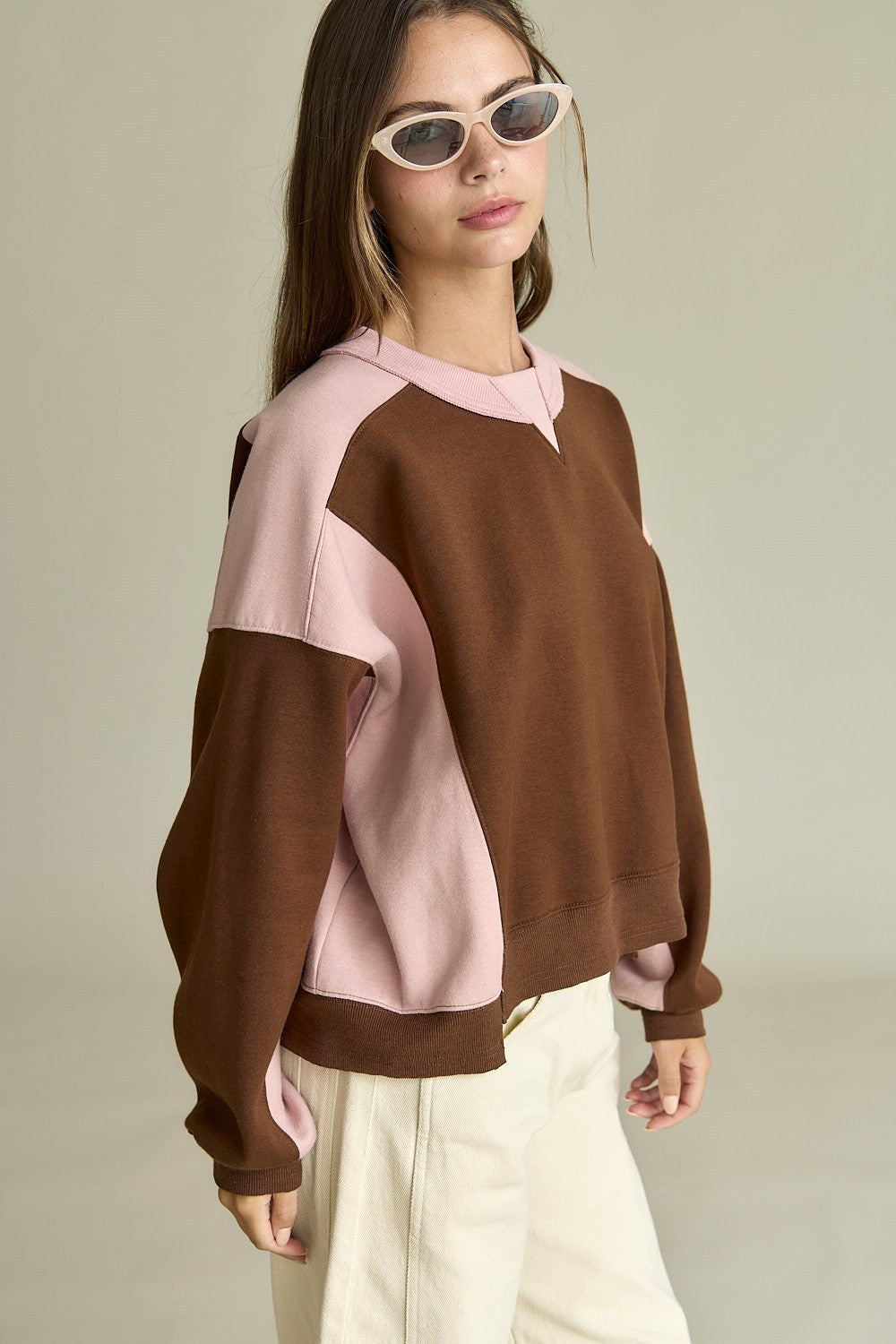 Contrast Colors Pullover Sweatshirt