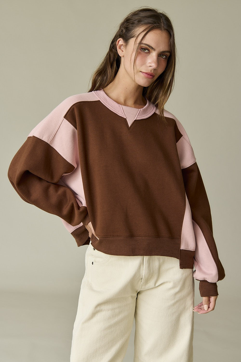 Contrast Colors Pullover Sweatshirt