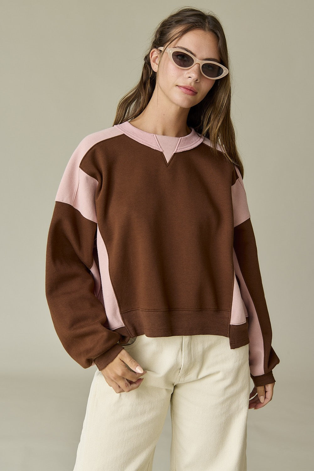 Contrast Colors Pullover Sweatshirt