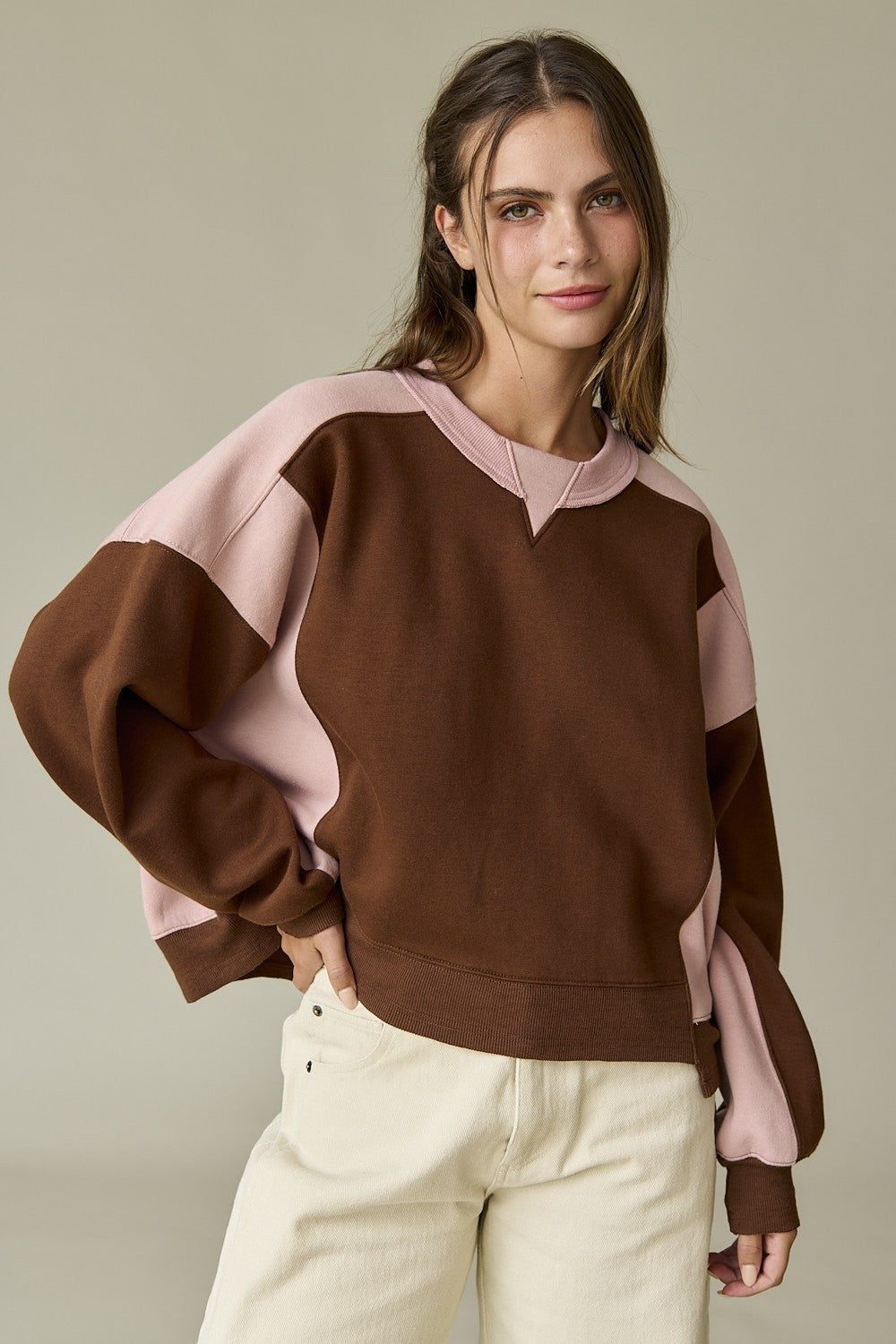 Contrast Colors Pullover Sweatshirt