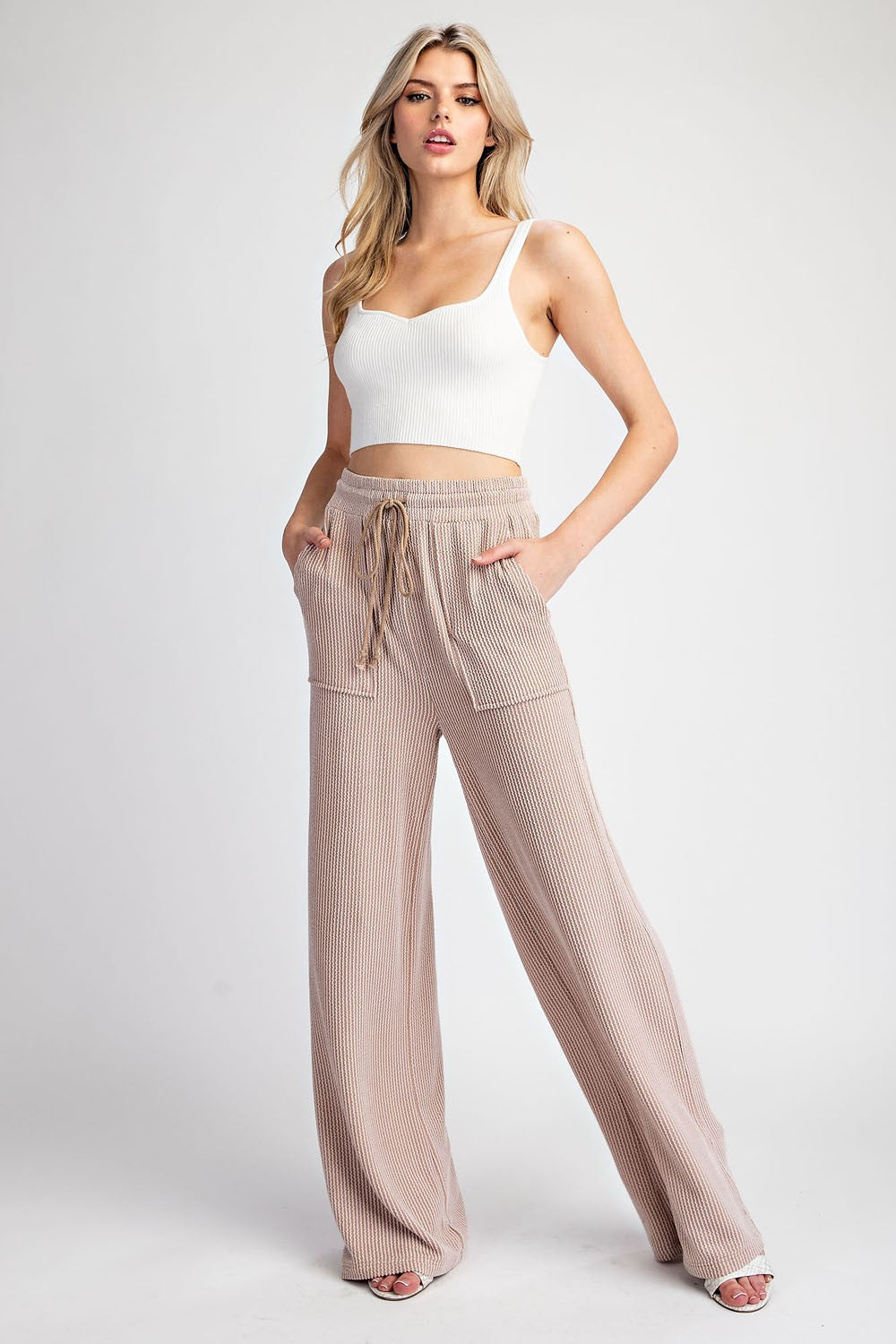 Textured Drawstring Pants