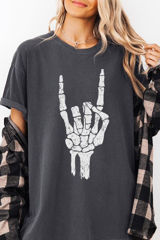 Skeleton Charcoal Rock Hand Tee