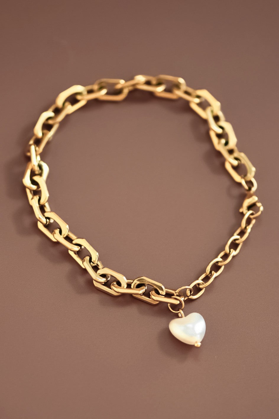 Pearl Heart Charm Bracelet