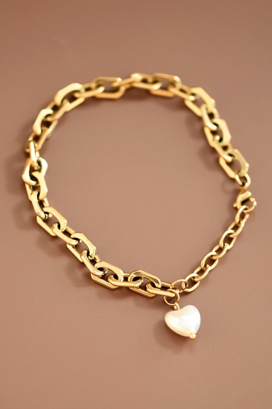 Pearl Heart Charm Bracelet