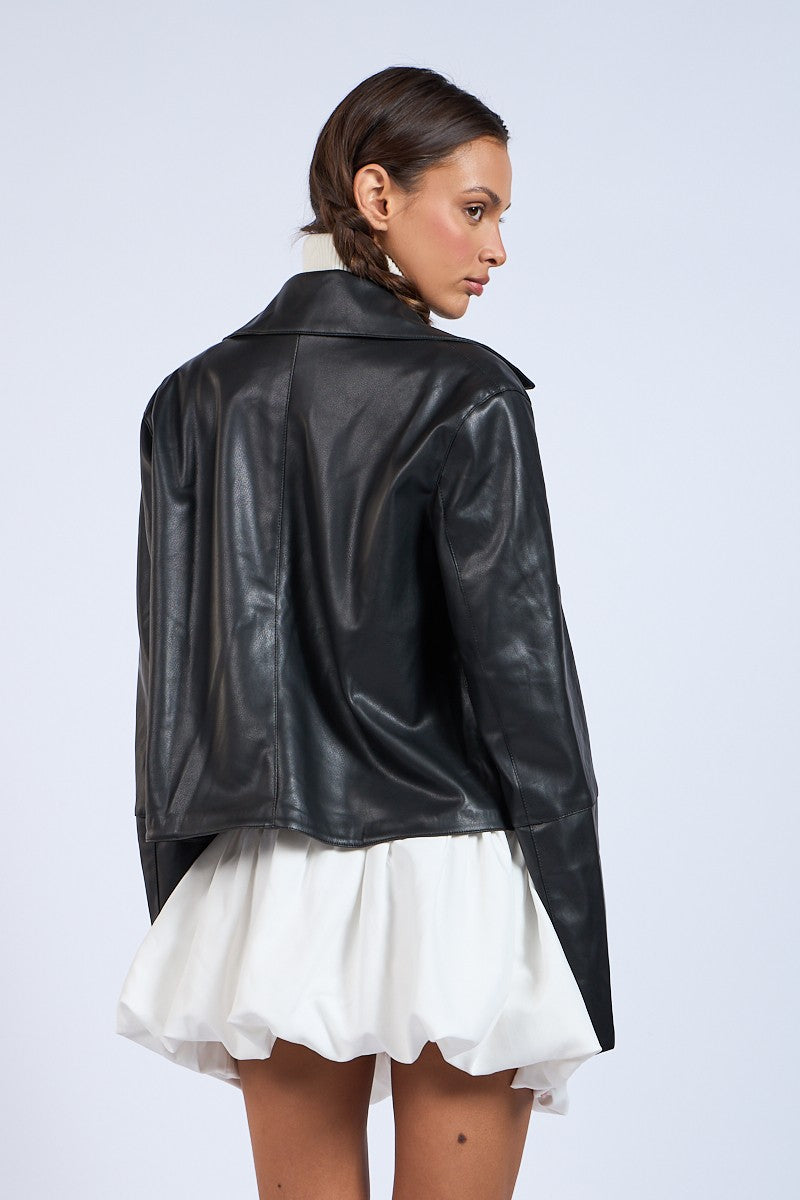 Pocket Front Faux Leather Jacket