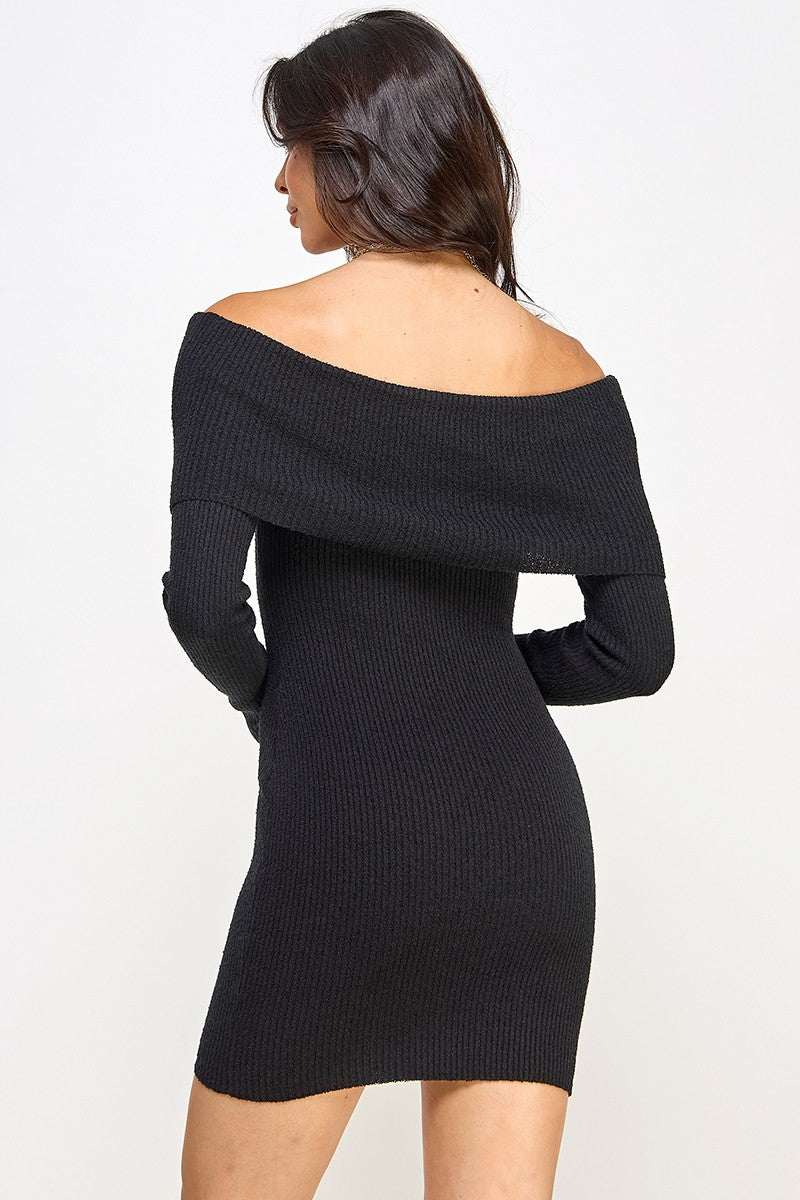 Knit Off Shoulder Sweater Dress