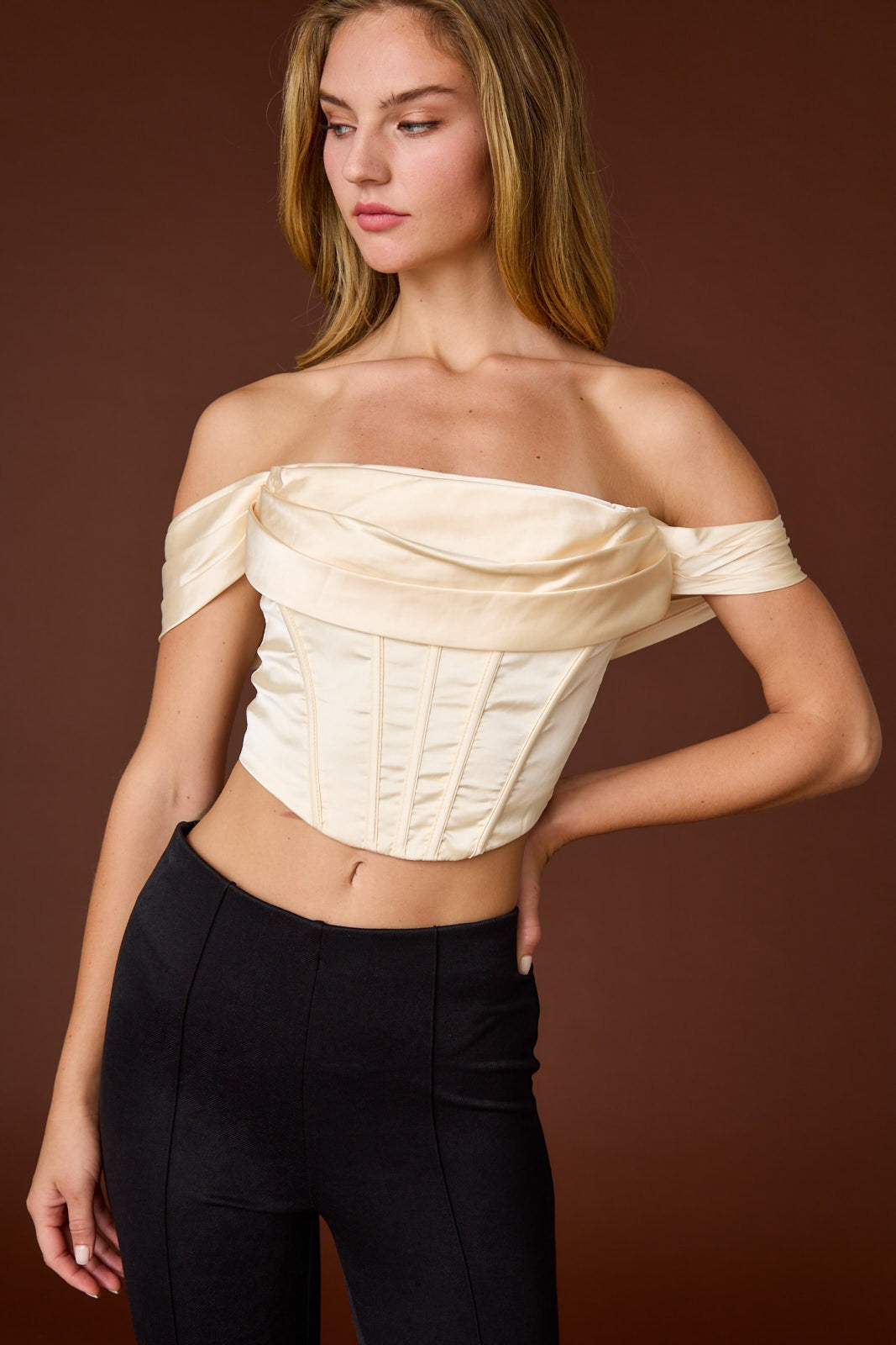 Satin Off Shoulder Corset (2 Color Options)