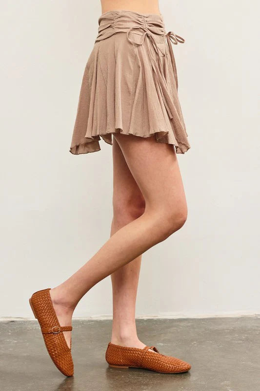 Ruched Asymmetrical Pleats Skort