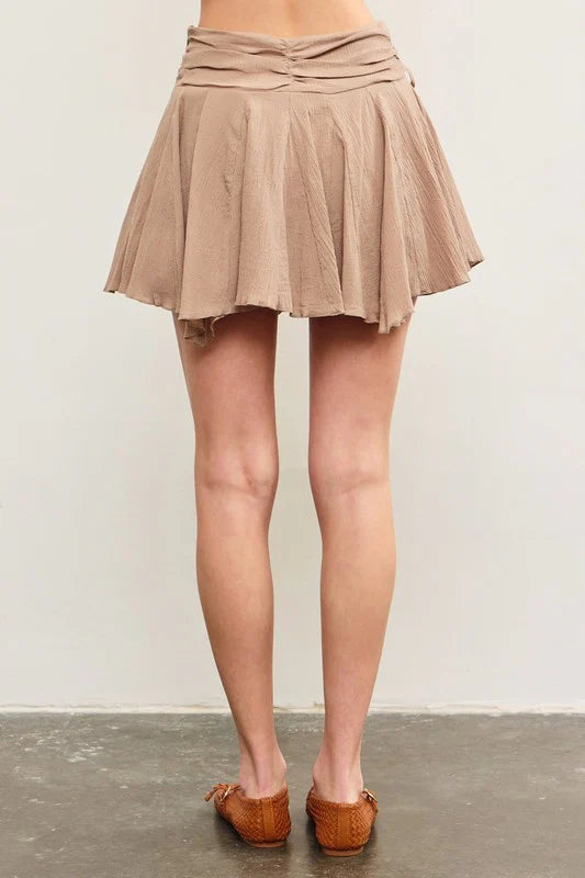 Ruched Asymmetrical Pleats Skort
