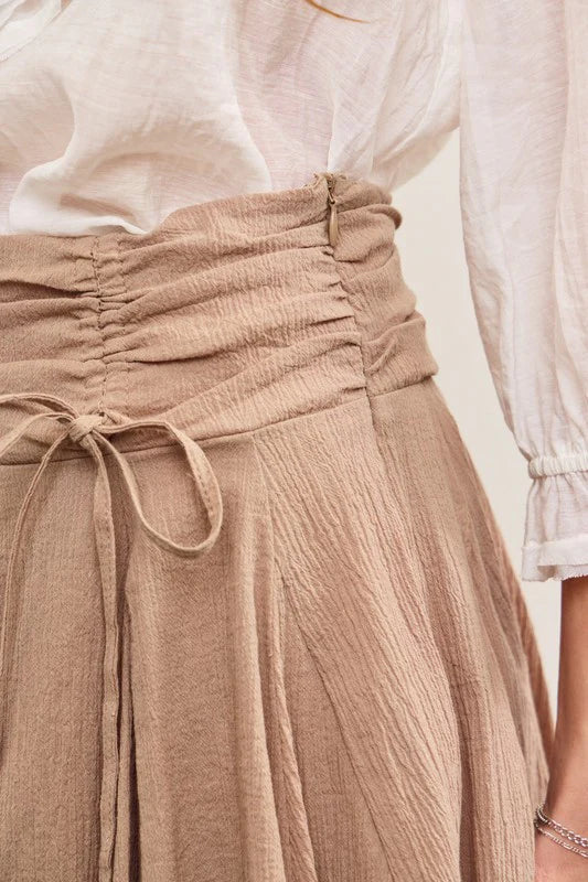 Ruched Asymmetrical Pleats Skort