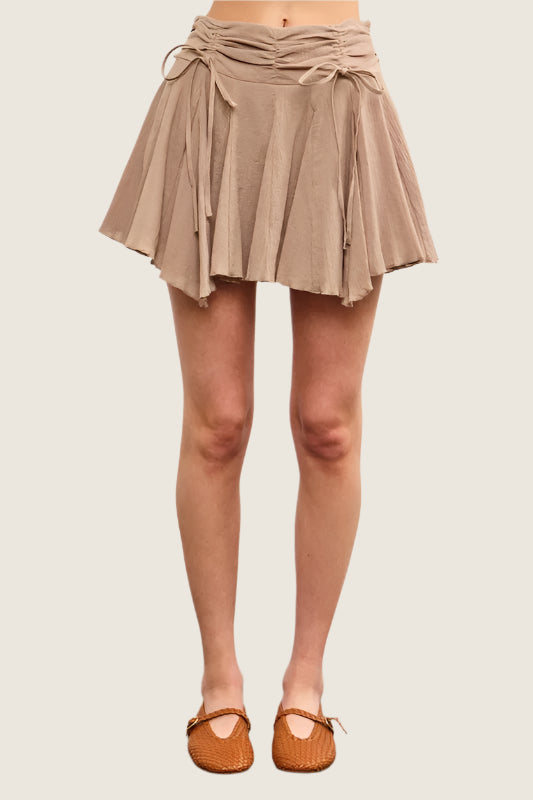 Ruched Asymmetrical Pleats Skort