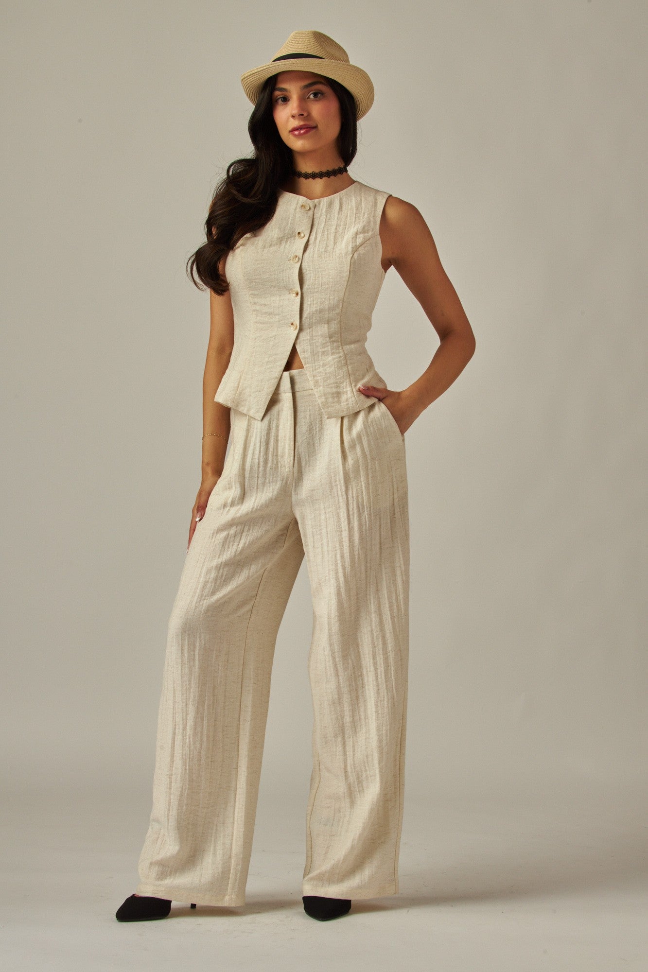Linen Button Up Vest