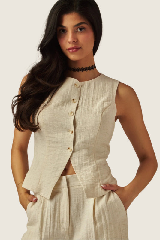 Linen Button Up Vest