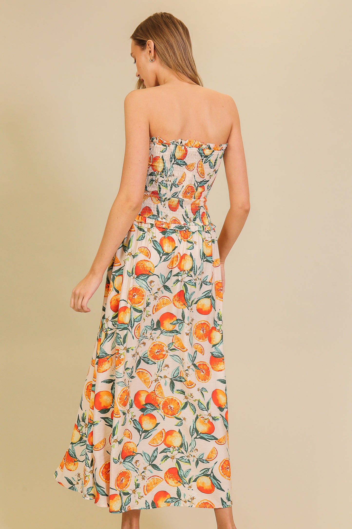Citrus Midi Strapless Dress