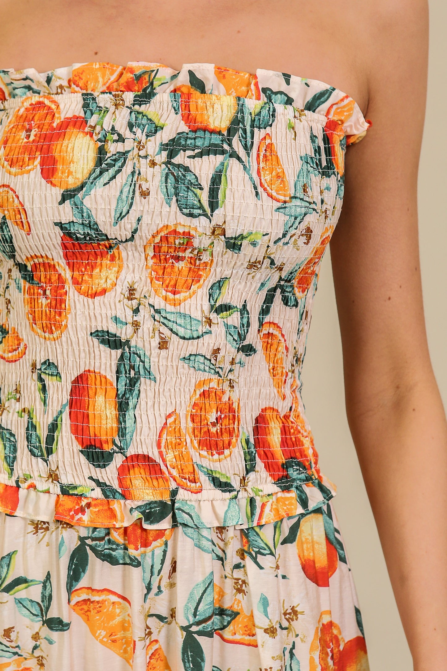 Citrus Midi Strapless Dress