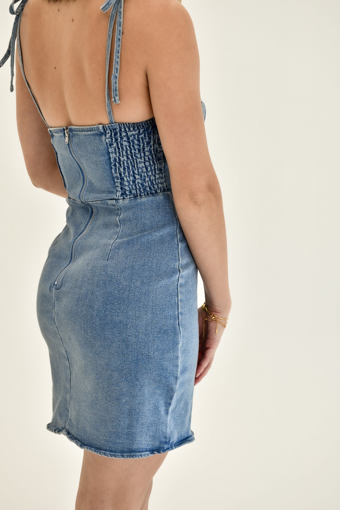 Denim Mini Slit Dress