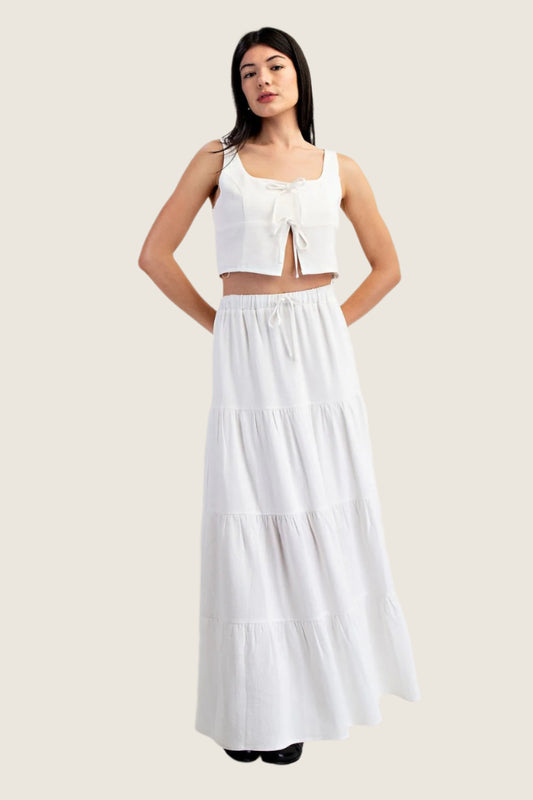 White Linen Maxi Skirt