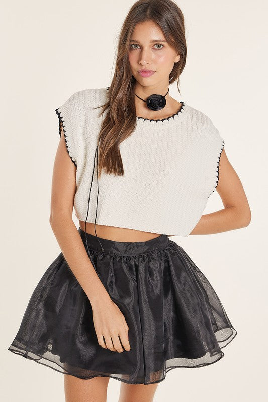 Contrast Trim Knit Top