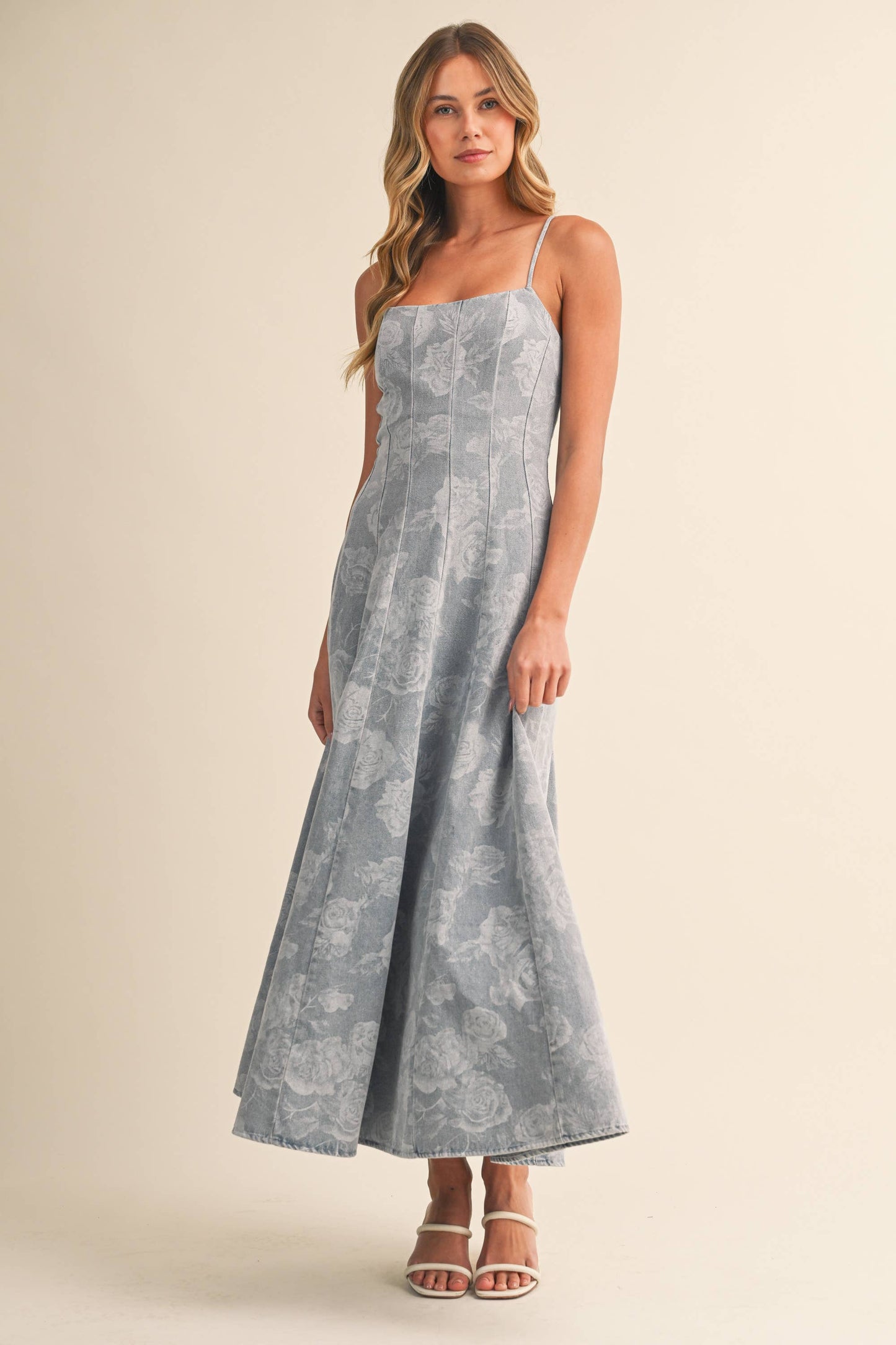 Floral Denim Maxi Dress
