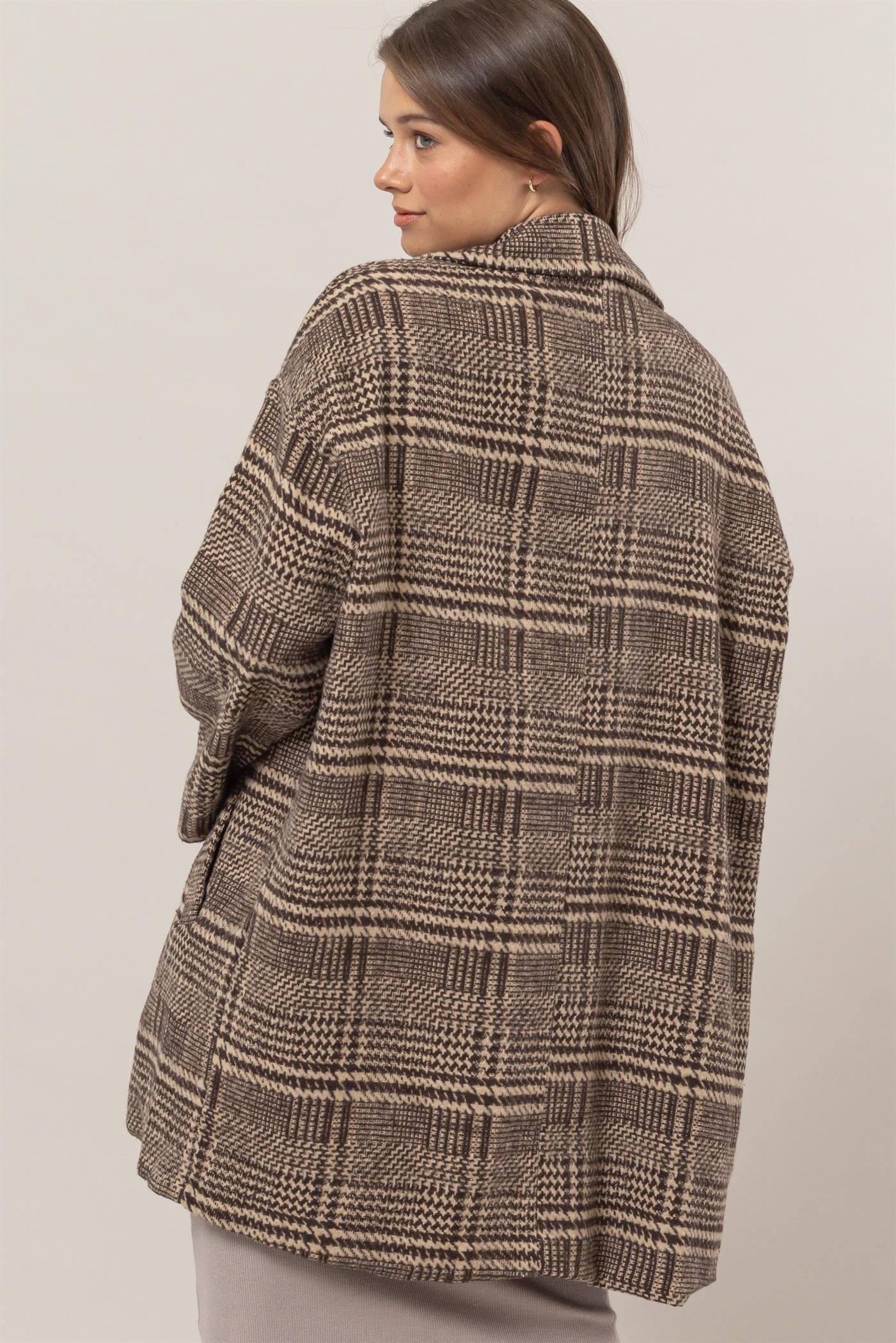 Woven Plaid Coat