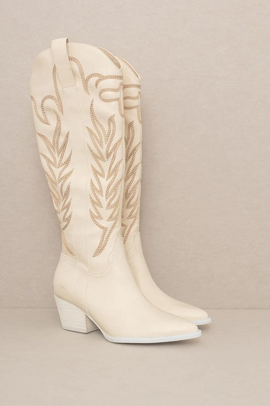 Samara Embroidery Western Knee High Boots