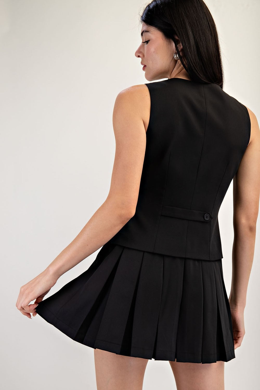 Black Pleated Vest Dress