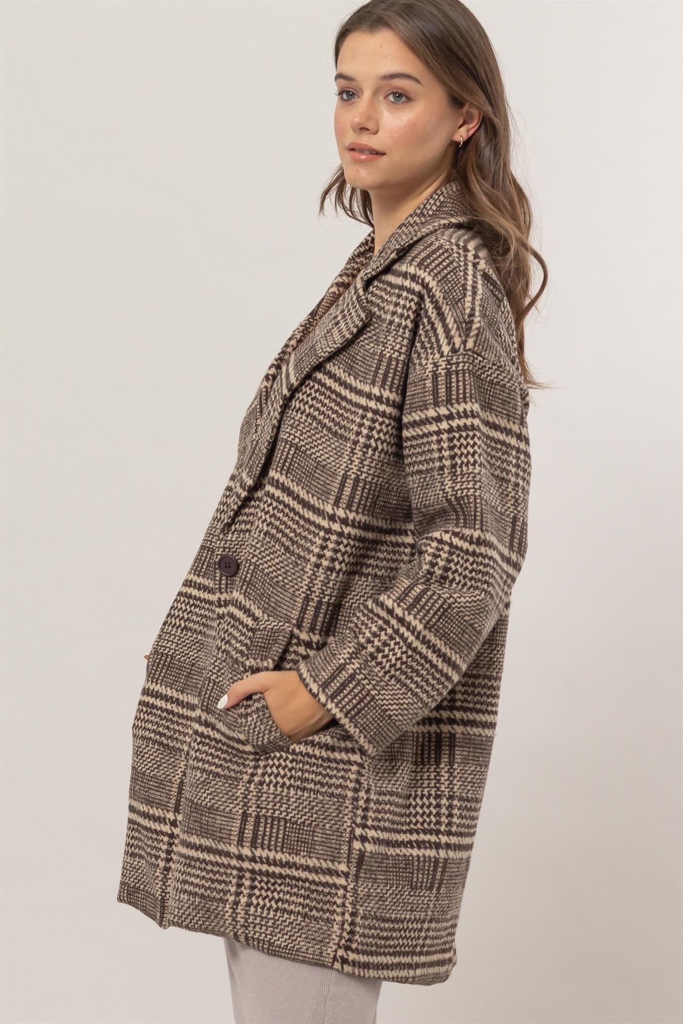 Woven Plaid Coat