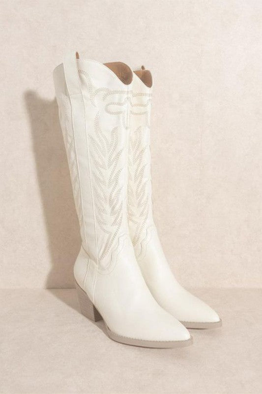 Samara Embroidery Western Knee High Boots