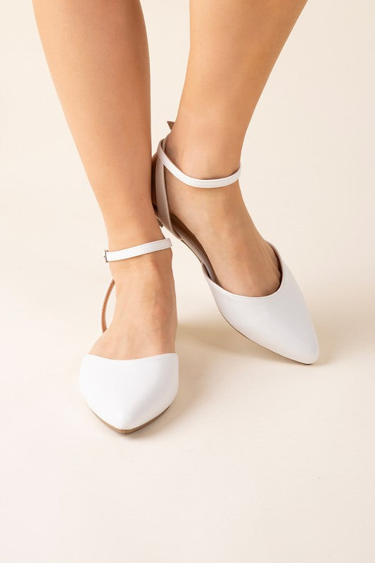 White ballet flats discount with ankle strap