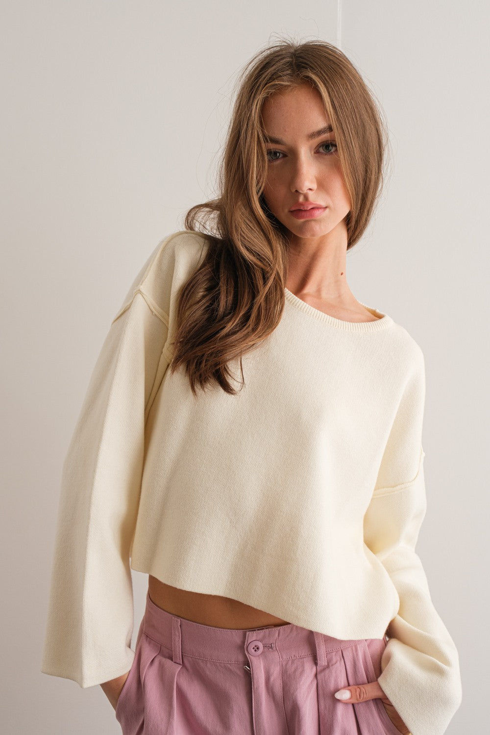 Lightweight Seams Ivory Sweater