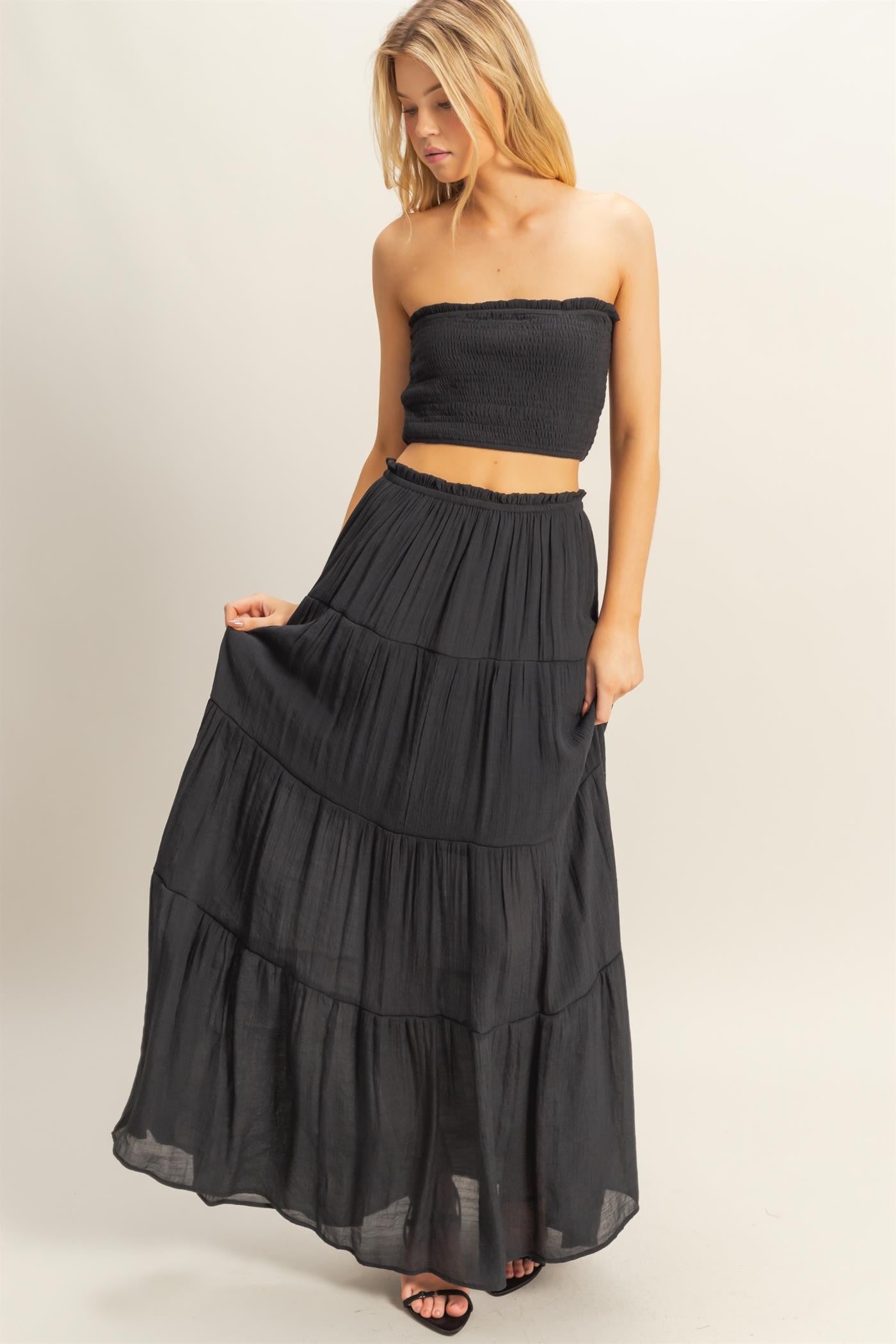 Smocked Top and Maxi Skirt Set