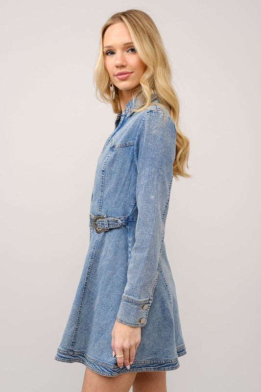 Belted Western Denim Dress