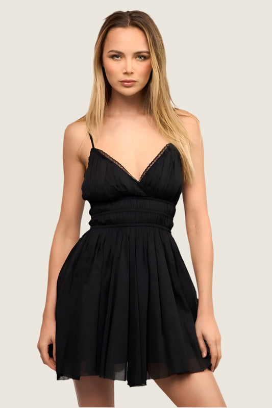 Black Boning Waist Mini Dress