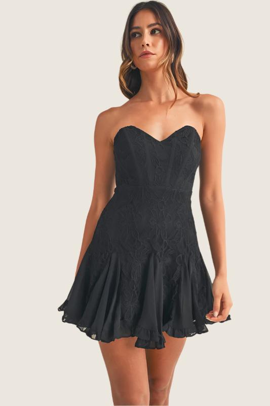 Black Lace Bustier Tube Mini Dress Small Black Lace Bustier Tube Mini Dress Small