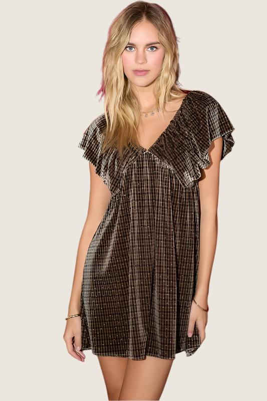 Velvet Plaid Mini Dress