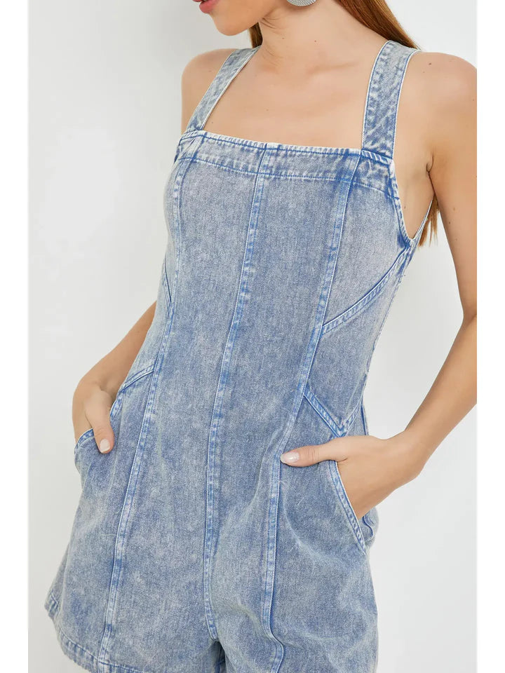 Double Tie Denim Romper